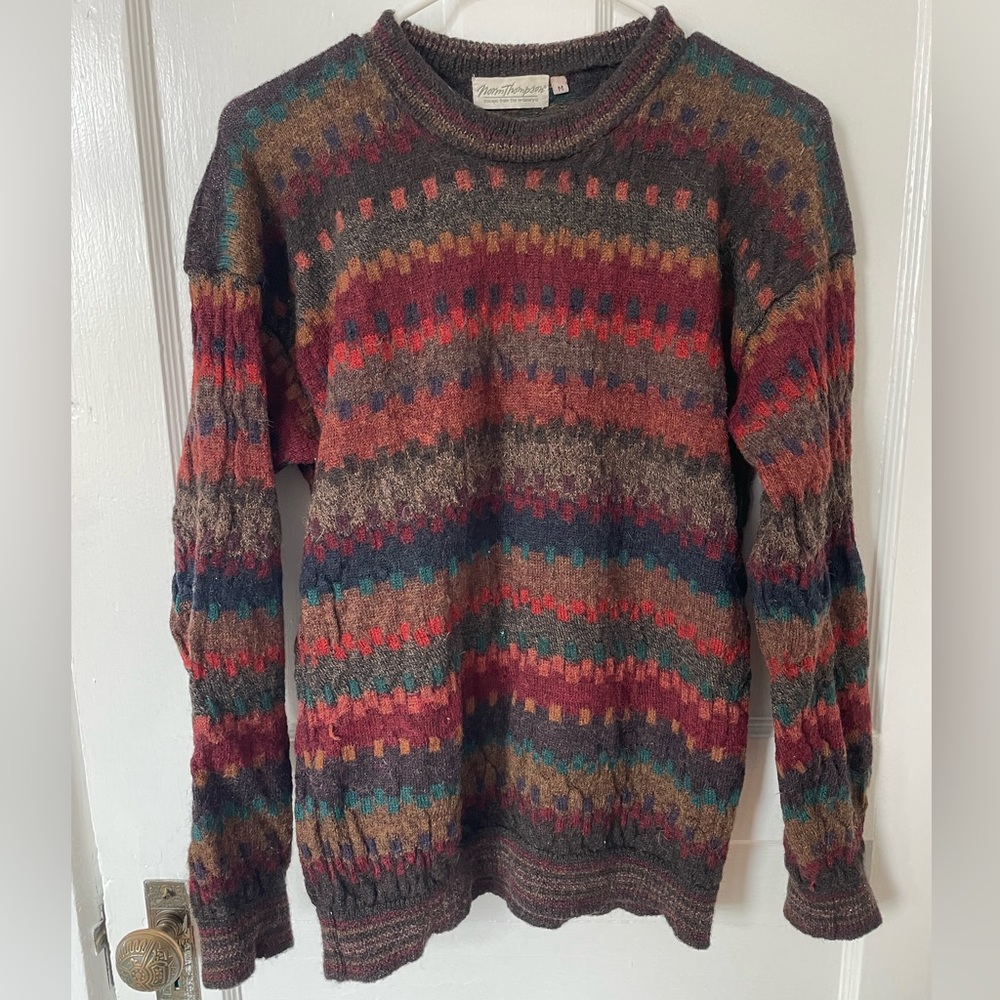 Norm Thompson Vintage Alpaca Wool Grandpa Pullover Sweater Retro 80's Cosby MD